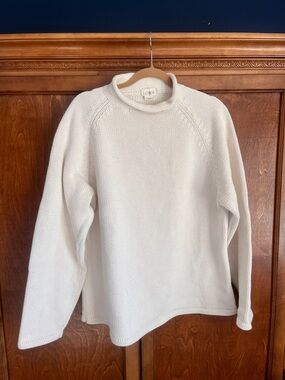 Rare 90s Vintage J. Crew Cream Turtleneck Knit Sweater